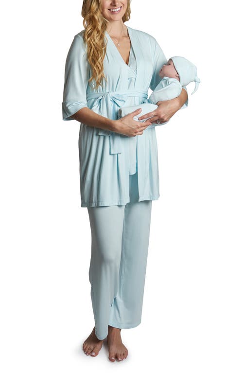 Analise During & After 5-Piece Maternity/Nursing Sleep Set in Whispering Blue