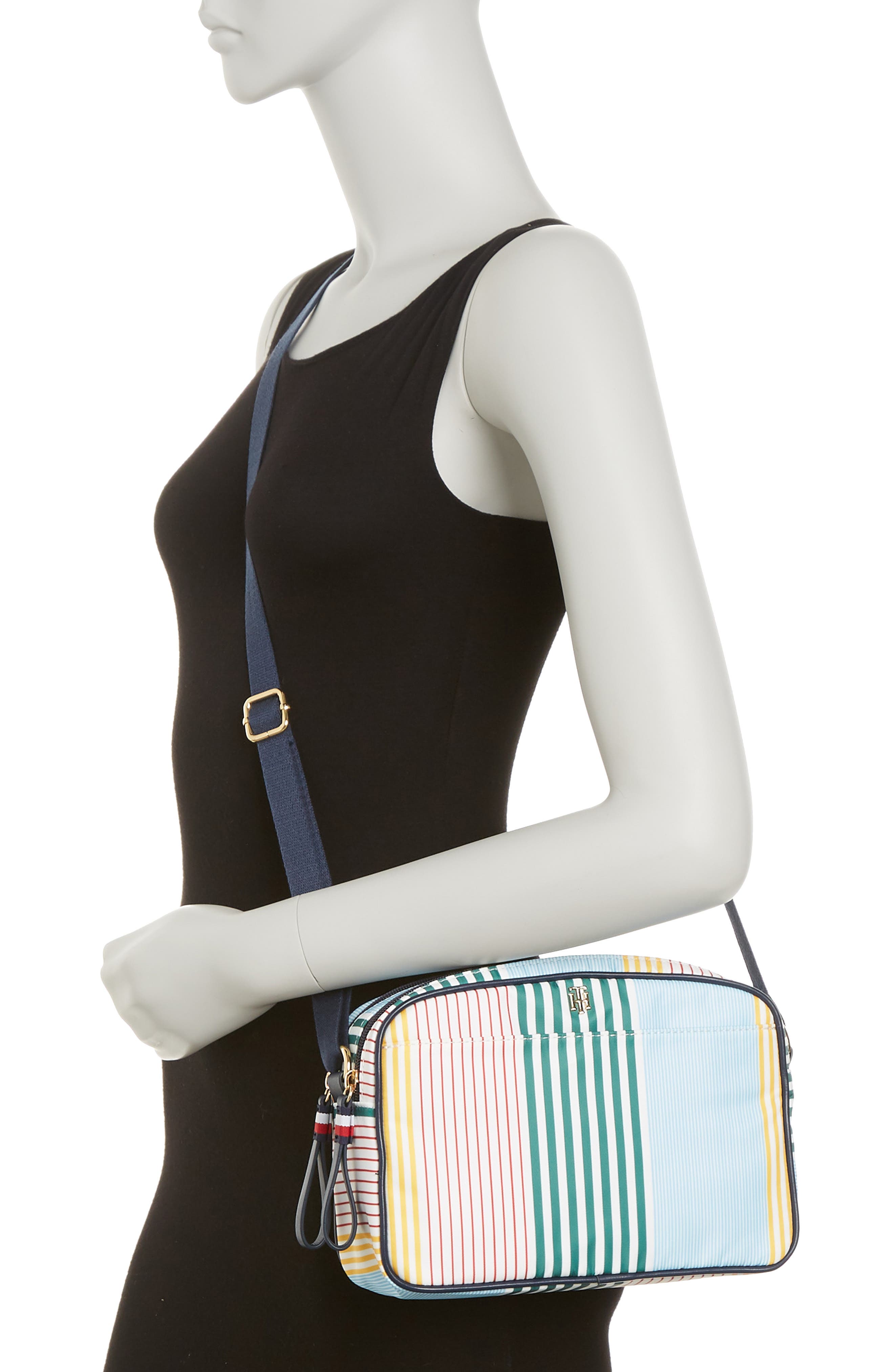 Tommy Hilfiger Cynthia Geo Camera Crossbody Bag In Blue/green/mult