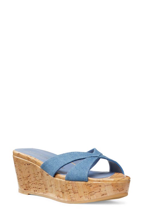 Stuart Weitzman Carmen Wedge Sandal Washed Denim at Nordstrom,