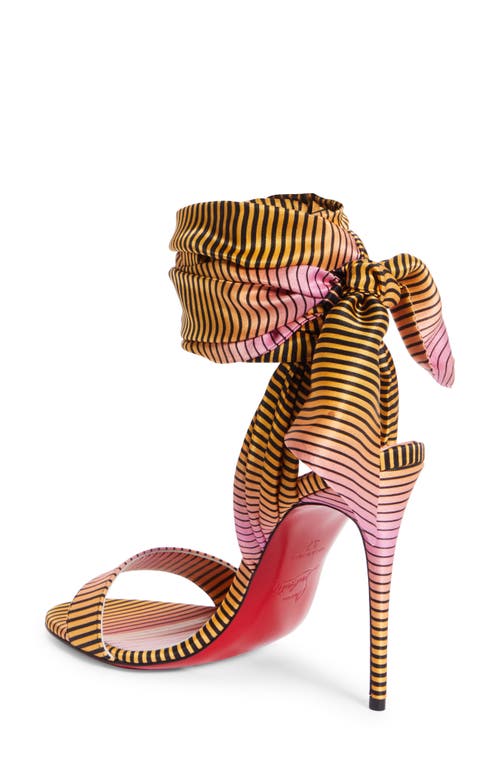 Shop Christian Louboutin Sandale Du Désert Silk Ankle Wrap Sandal In Pink/orange Multi