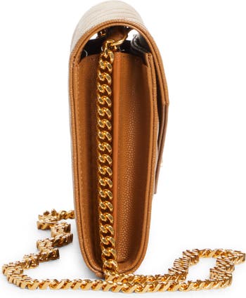 Saint Laurent Cassandre Matelassé Leather Wallet on a Chain