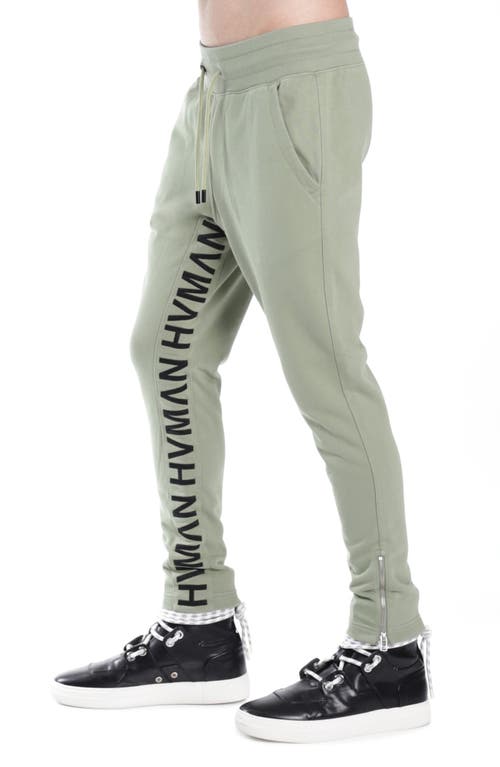 Shop Hvman Logo Knit Track Pants In Green