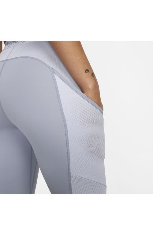 Shop Nike Pro High Rise 7/8 Leggings In Indigo Haze/oxygen Purple