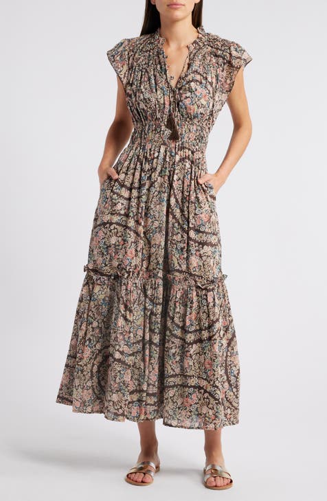 Cleobella 100% Organic Cotton Eva Smocked Floral Midi Dress main image 0