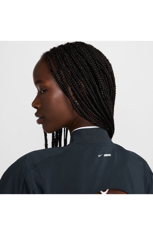 Shop Nike X Jacquemus Back Cutout Minidress In Dark Obsidian/white