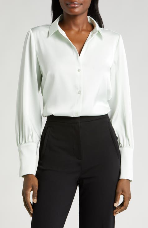 Celine Leather Mesh Button-Up Top — Monica Rose