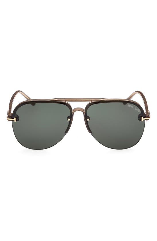 Tom Ford Terry 62mm Oversize Aviator Sunglasses In Brown/green Solid |  ModeSens