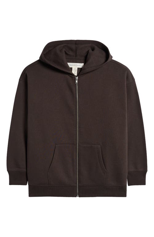 Shop Treasure & Bond Kids' Oversize Zip Hoodie In Black Raven