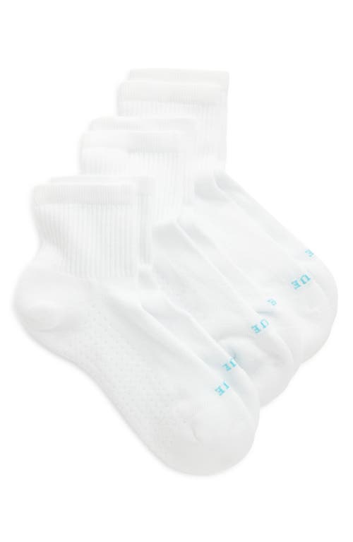 Hue Air Cushion 3-Pack Mini Crew Socks in White at Nordstrom, Size 9