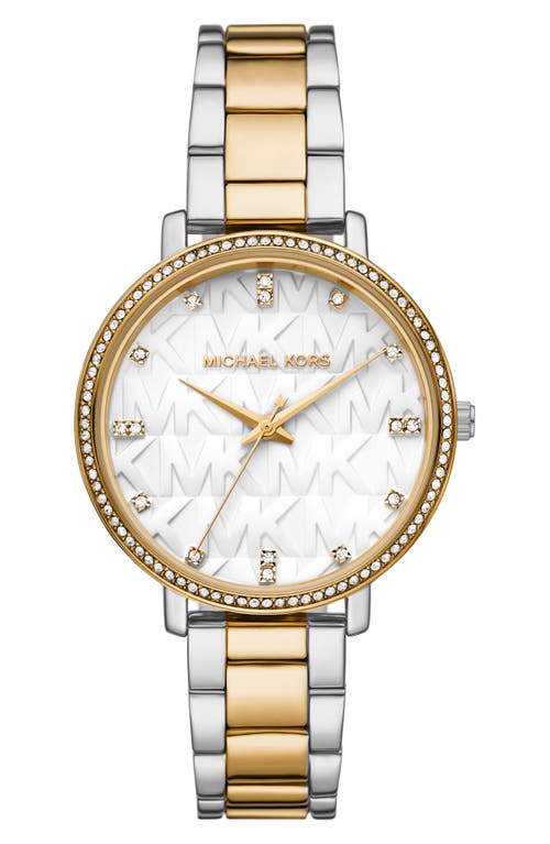MICHAEL Michael Kors Pyper MK Logo Dial Two-Tone Bracelet Watch