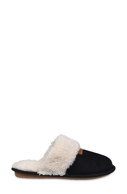 Gaahuu Faux Suede & Faux Shearling Lined Slipper In Black