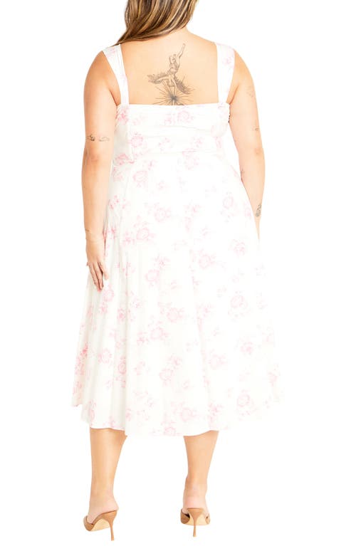 City Chic Marylou Print Sleeveless Midi Dress In Etched Rose