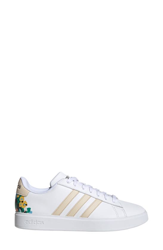 Adidas Originals Grand Court 2.0 Sneaker In White/ Ecru Tint/ Black