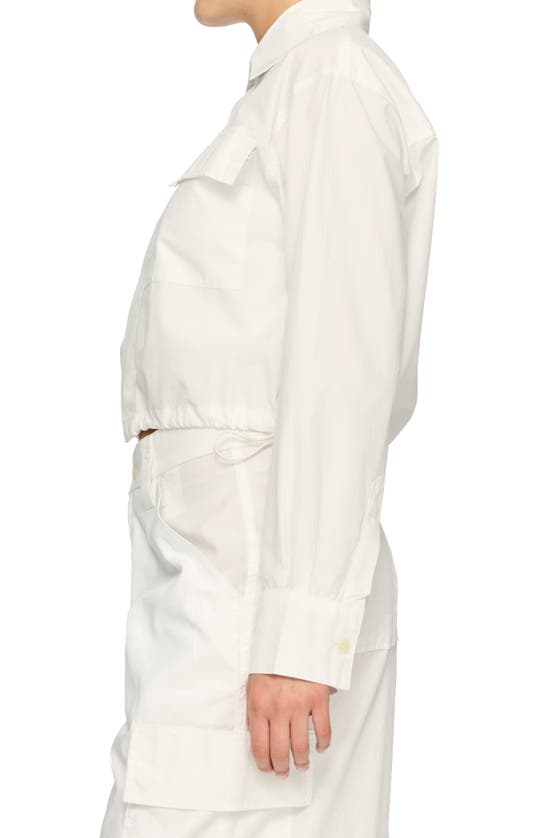 Shop Dl1961 Faye Crop Drawstring Hem Button-up Shirt In White (poplin)