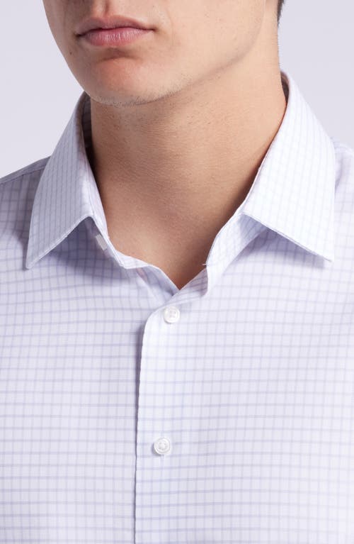 Nordstrom Trim Fit Grid Dress Shirt In White- Grey Twill Grid