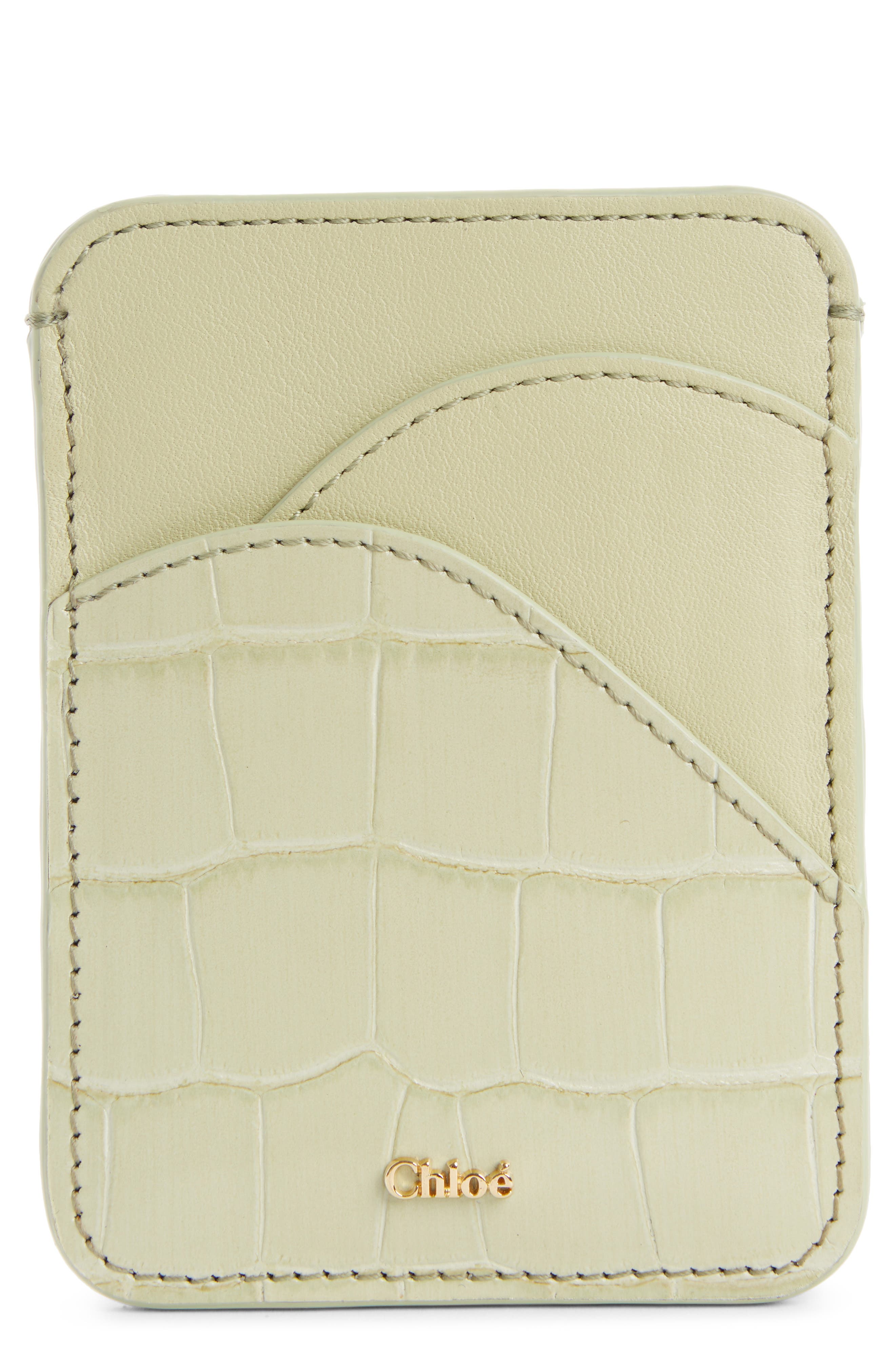 check embossed leather card case