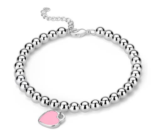 Donatello Gian Beaded Pink Heart Bracelet In Pink
