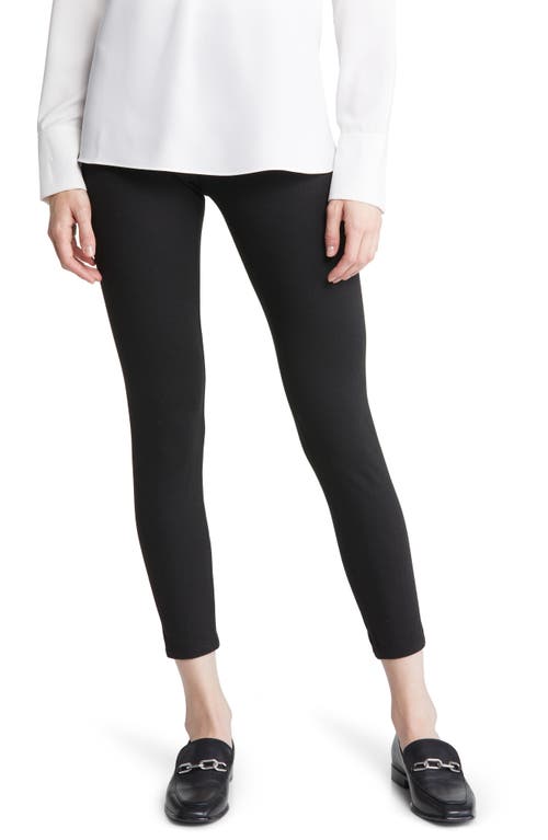 Hue Reversible Ponte Knit Crop Leggings In Black/gray