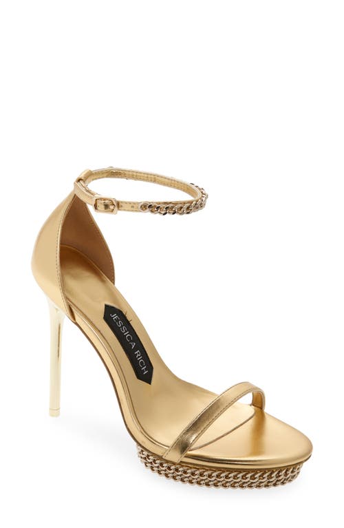 Jessica Ankle Strap Platform Sandal in Gold
