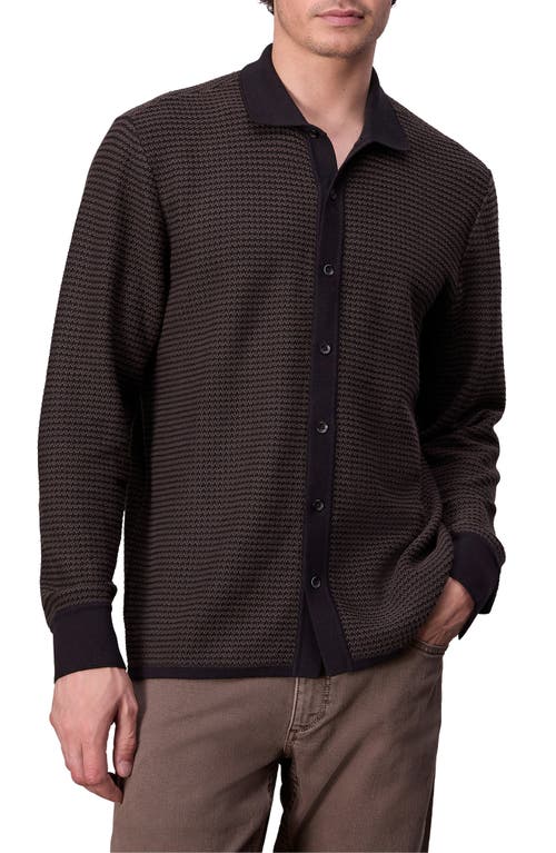 Shop Rag & Bone Hayes Textured Knit Button-up Shirt In Slatebrown