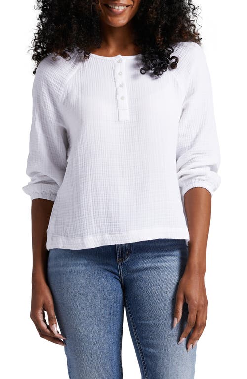 Jag Jeans Textured Henley Blouse in White