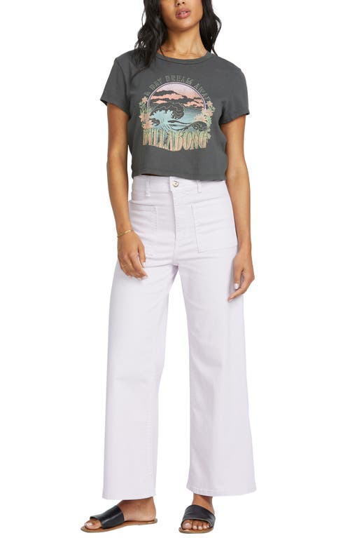 Shop Billabong Free Spirit Stretch Cotton Crop Wide Leg Pants In Lilac Ash