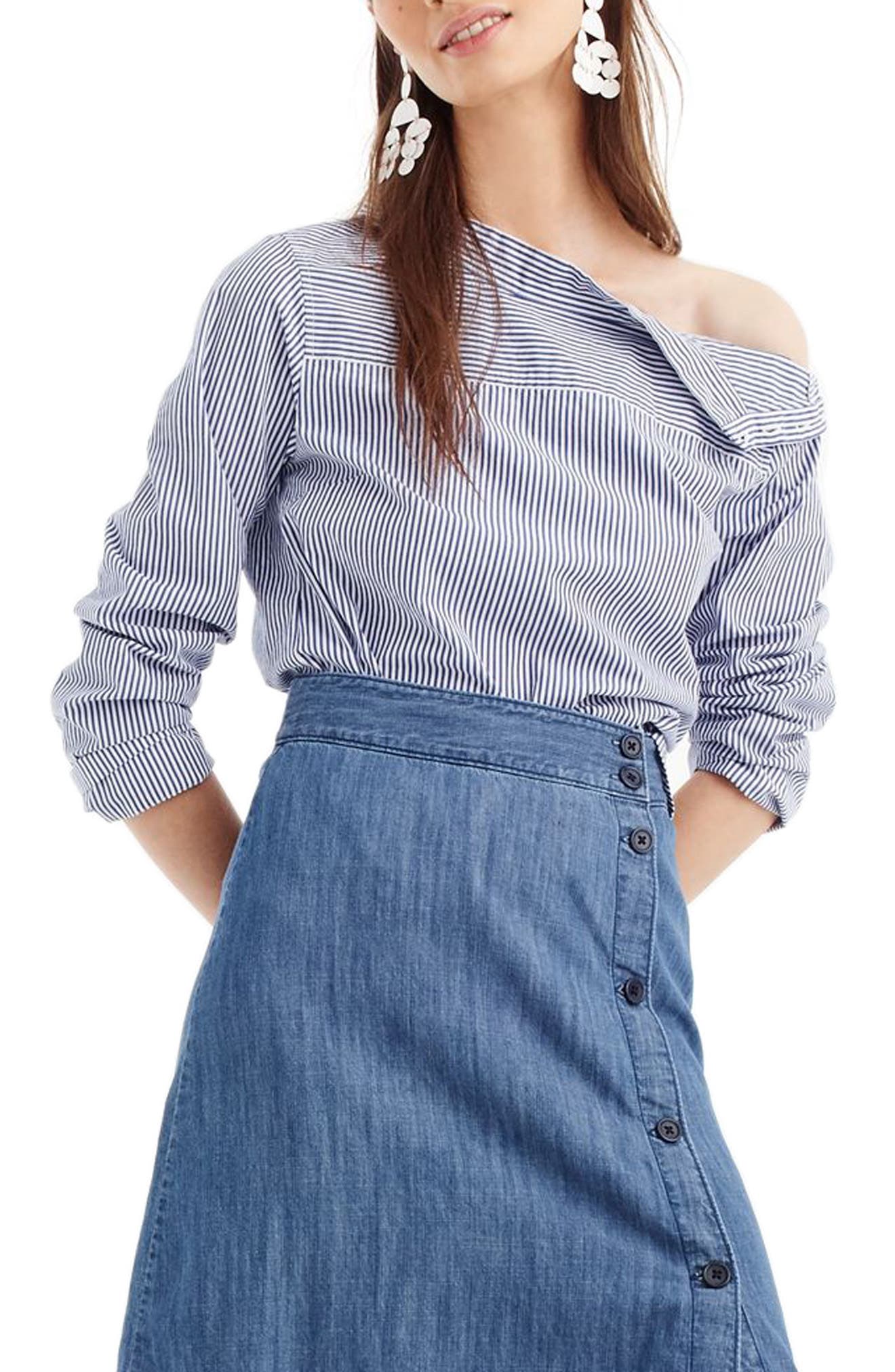 J.Crew Side Button Chambray Skirt (Regular & Petite) Nordstrom