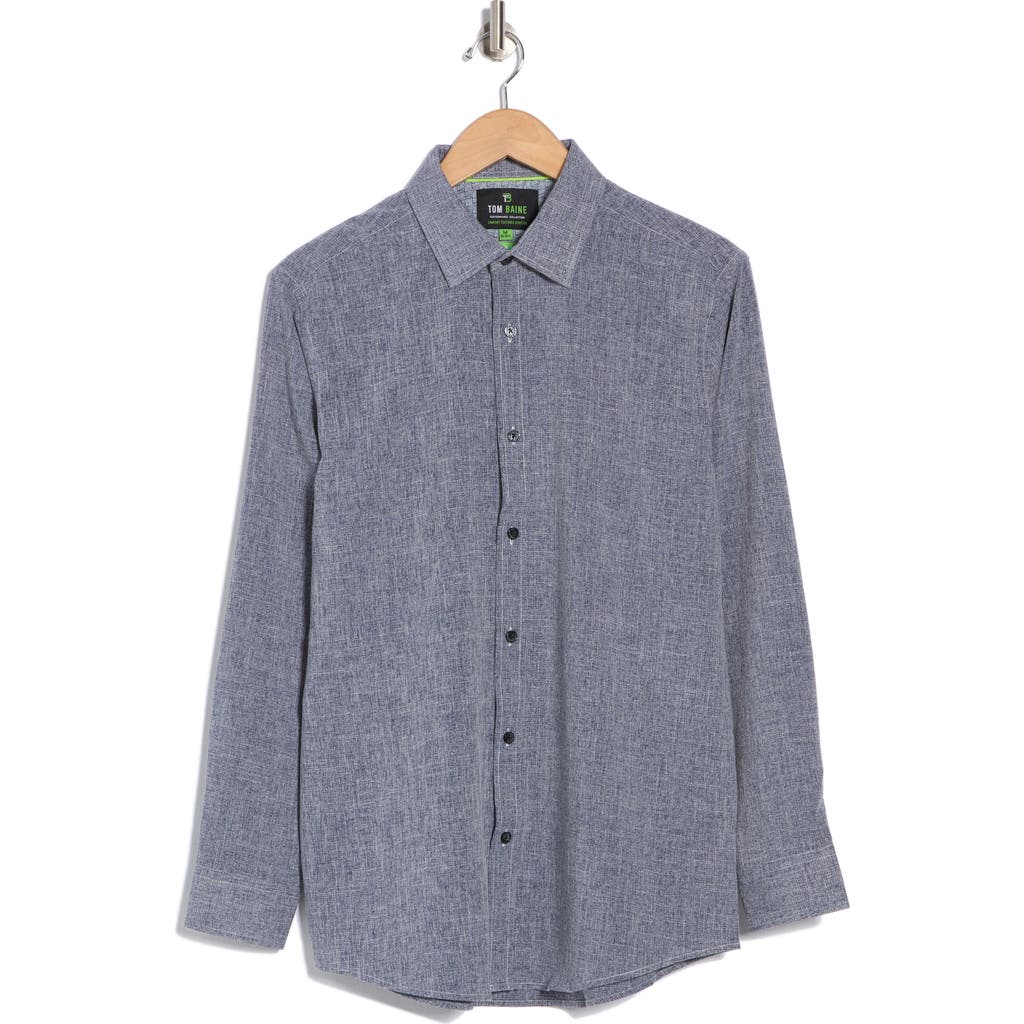Tom Baine Textured Performance Button-up Shirt In Charcoal