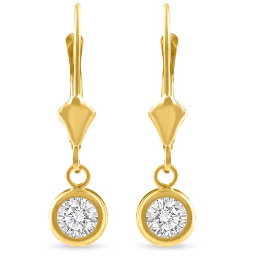 Bliss Diamond 1ct Diamond Lab Grown Dangle Lever Back Hoop Earrings 14k Yellow Gold In 14k Yellow Gold