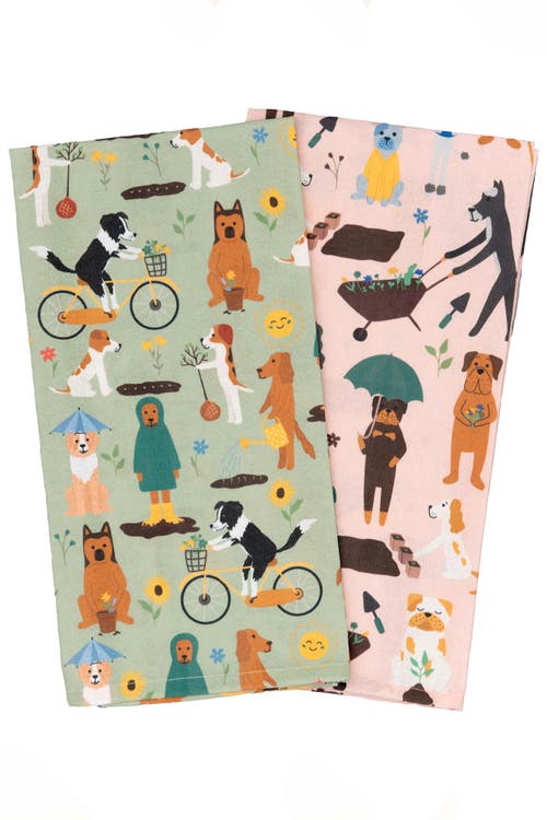 Puppington Dog Kitchen Towels In Spring Pups