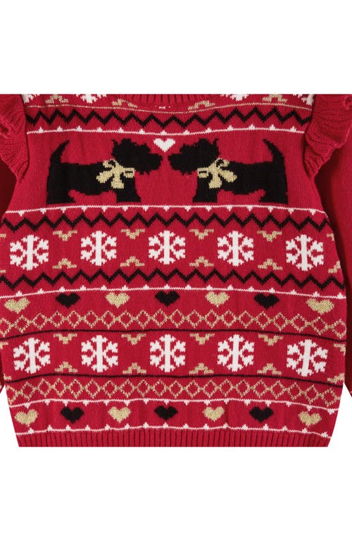 Andy & Evan Red Dog Fair Isle Sweater & Leggings Set In Red Fair Isle