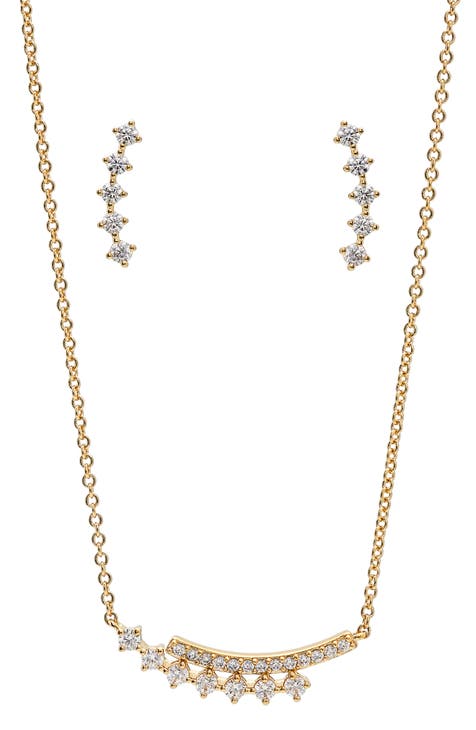 AJOA Danya Earrings & Curved Bar Pendant Necklace Set