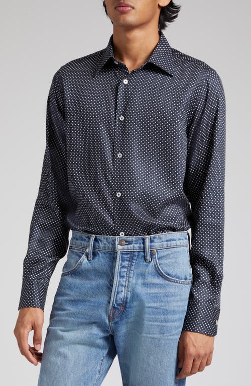 Tom Ford Polka Dot Slim Fit Button-up Shirt In Black