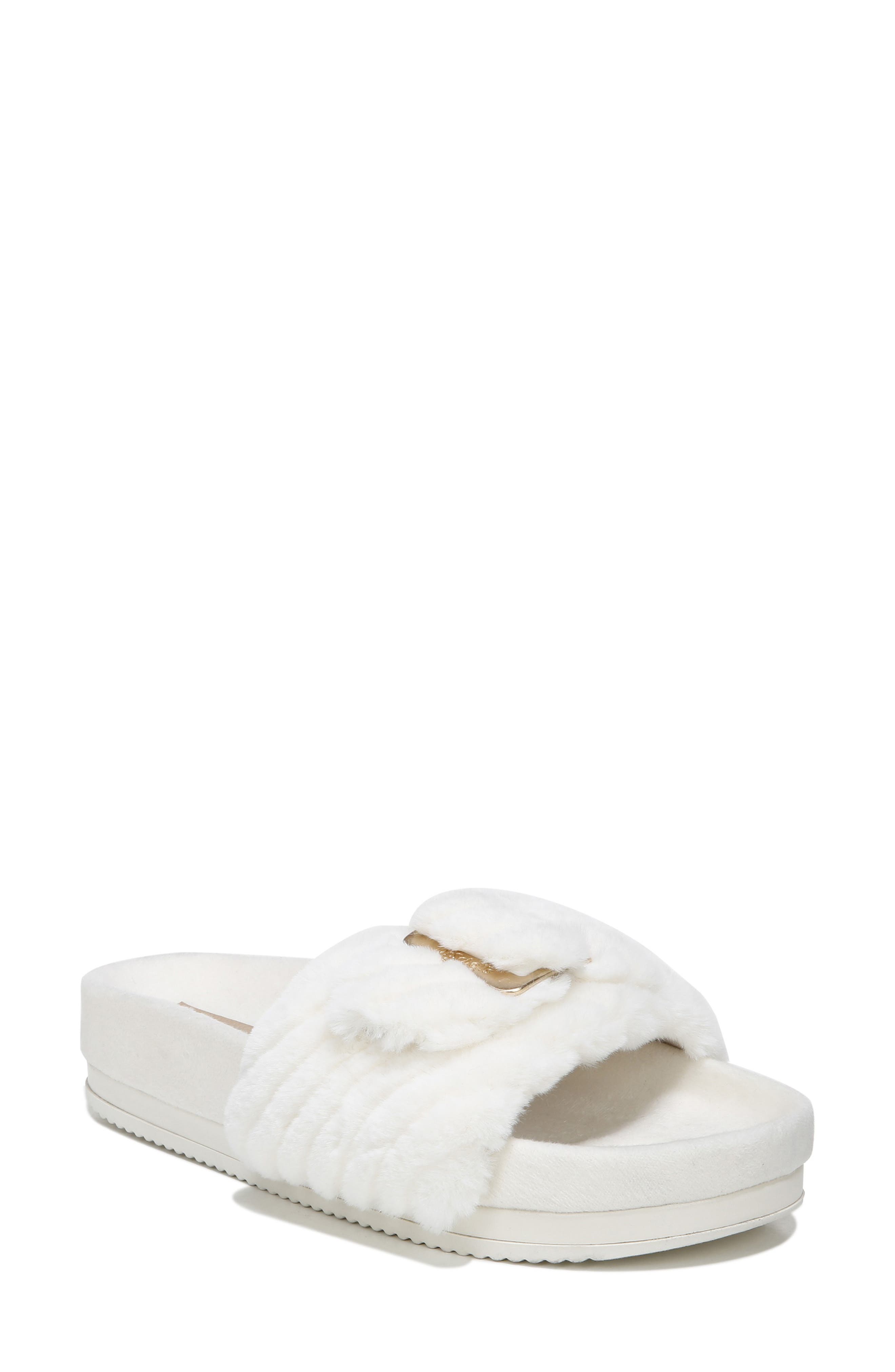 chanel inspired fur slides