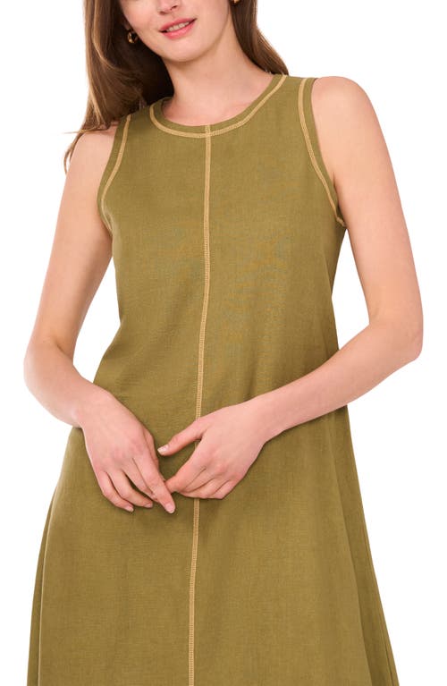 Shop Halogenr Halogen(r) Seam Sleeveless Linen Blend Maxi Dress In Olive Drab Green