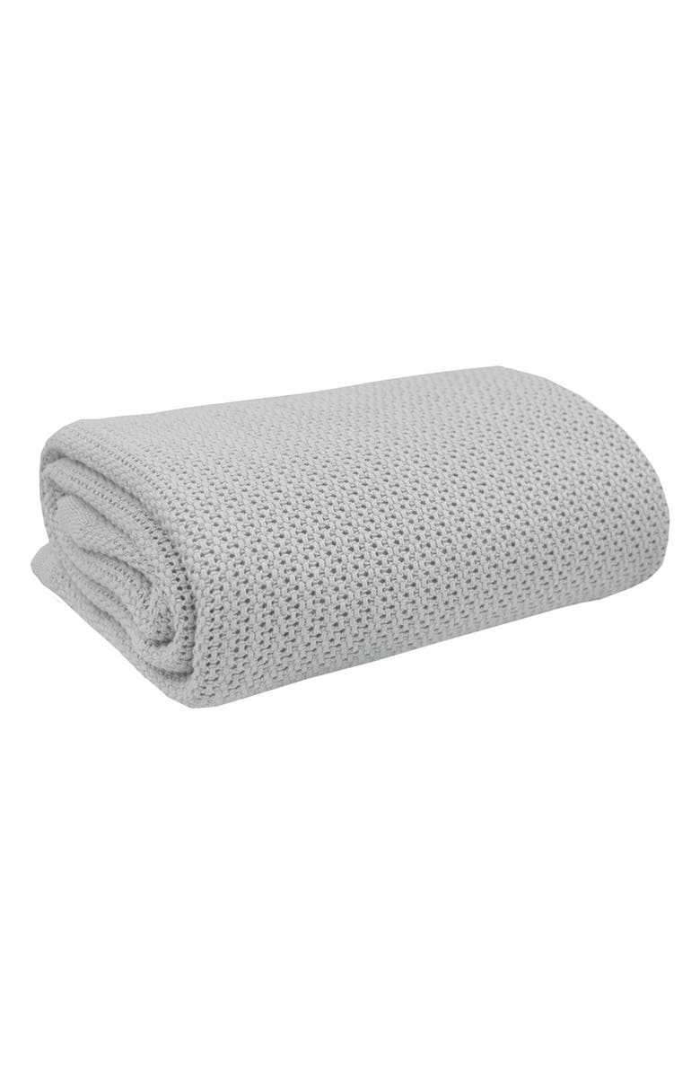 LIVING TEXTILES Organic Cotton Thermal Knit Baby Blanket, Main, color, GREY