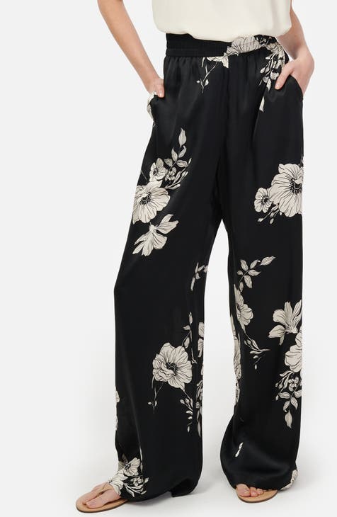 Women s 100 Silk Black Pants Nordstrom