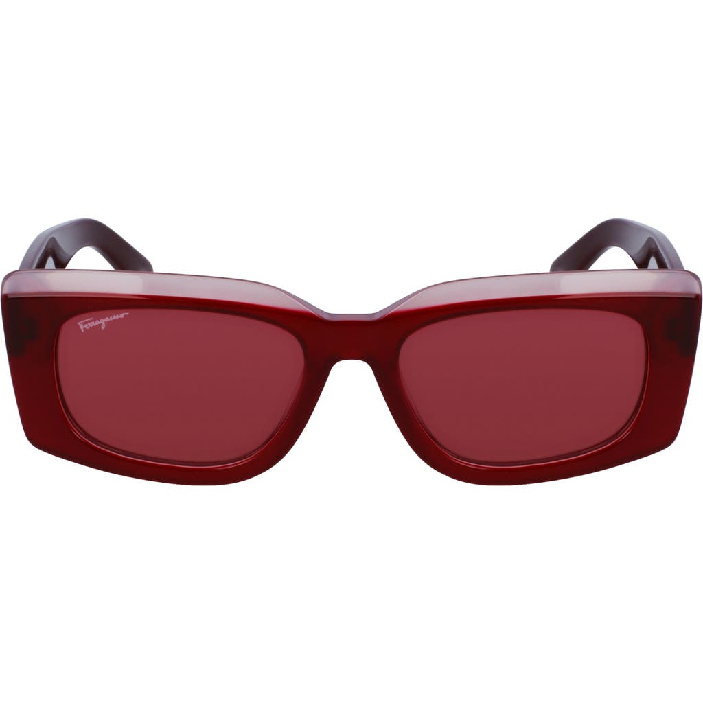 Shop Ferragamo 54mm Rectangular Sunglasses In Burgundy/rose