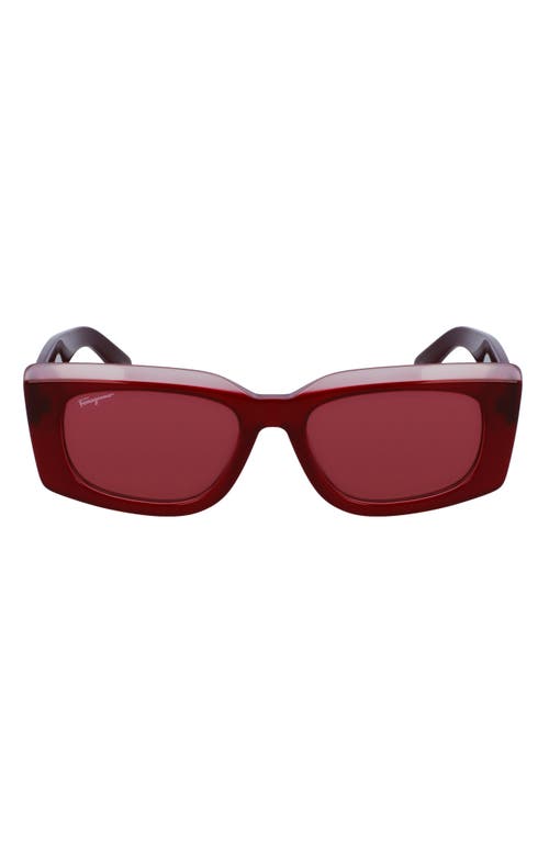 Shop Ferragamo 54mm Rectangular Sunglasses In Burgundy/rose