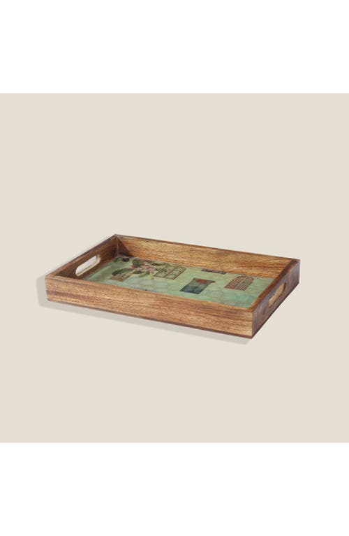 Tiramisu Blush Garden Resin And Wood Decorative Trays In Green Doors