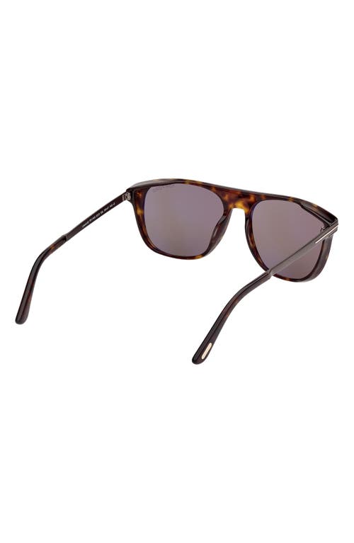 Shop Tom Ford Lionel 55mm Square Sunglasses In Dark Havana/roviex Gunmental