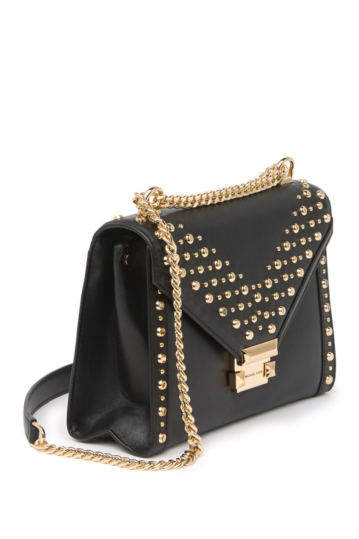 michael michael kors whitney chevron studded shoulder bag