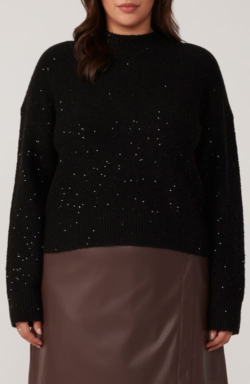 Shop Estelle Night Sparkle Sequin Mock Neck Sweater In Black/metallic