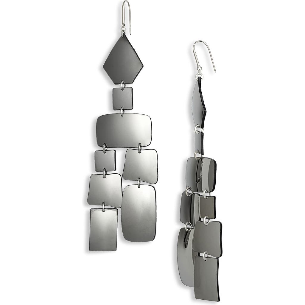 Isabel Marant Hope Geometric Drop Earrings In Anthracite/silver