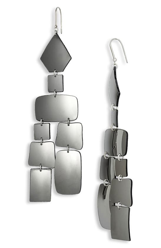 Isabel Marant Hope Geometric Drop Earrings In Anthracite/ Silver