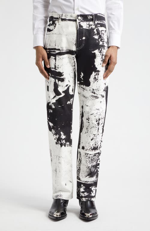 Alexander McQueen Graffiti Straight Leg Jeans in White - Black at Nordstrom, Size 38 Us