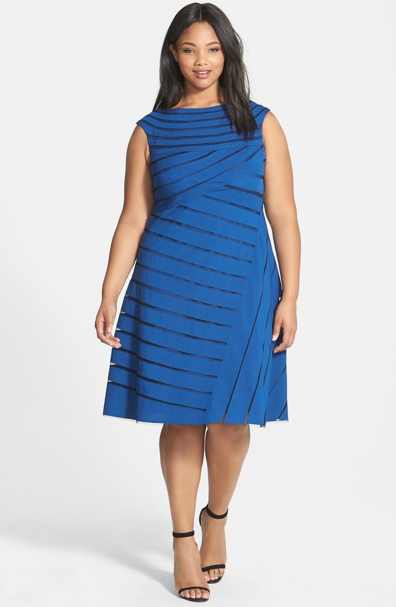 Adrianna Papell Spliced Sleeveless Fit & Flare Dress (Plus Size ...