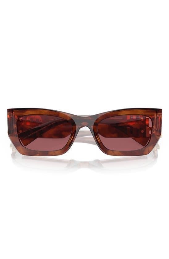 Shop Miu Miu 53mm Rectangular Sunglasses In Violet