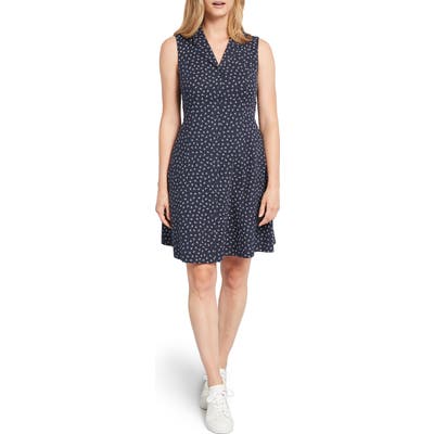 Modcloth Floral Print Sleeveless Shirtdress, Blue