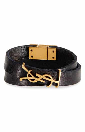 Yves Saint Laurent YSL Monogram Double Wrap Leather Bracelet - Medium